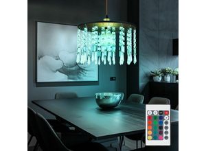 9007371485000 - Hängeleuchte mit Kristallen Wohnzimmerleuchte Pendelleuchte Kronleuchter Esszimmer messing Fernbedienung dimmbar 1x rgb led 85W 806Lm DxH 35 x