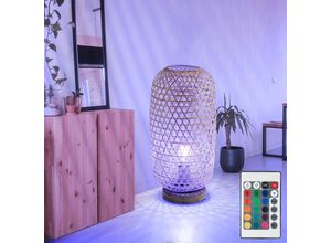 9007371485192 - Tischleuchte Bambusgeflecht Tischlampe Bambus Beistellleuchte Boho Wohnzimmer natur Fernbedienung dimmbar 1x rgb led 85W 806Lm warmweiß DxH