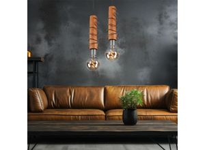 9007371485666 - - Pendellampe Holzleuchte Wohnzimmerlampe Hängelampe Esstischleuchte schwarz Metall 1x E27 DxH 10 x 120 cm 2er Set