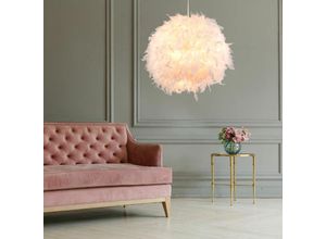 9007371485697 - - Hängeleuchte Federn weiß Federleuchte Decke weiß Hängelampe Pendelleuchte Metall E27 Fassungen DxH 45x120 cm