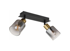 9007371486793 - Deckenleuchte 2 Flammig Spotleuchte schwenkbar Deckenlampe rauchfarben gold schwarz 2x E14 Fassungen LxBxH 25x8x182 cm