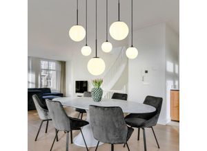 9007371486885 - Hängelampe Esstischleuchte Deckenlampe Pendellampe 6 flammig Wohnzimmerlampe Küchenleuchte Glaskugeln opal 3xG9 3xE27 LxH 91 x 117 cm