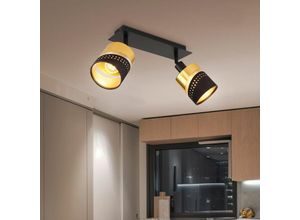 9007371488452 - - Deckenleuchte Deckenlampe Wohnzimmerlampe Metall Schwarz-matt Gold 2 Flammig