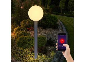 9007371490233 - Stehlampe Gartenleuchte Außenleuchte anthrazit Standleuchte Kugel Wegeleuchte Alu Glas App Steuerung 1x Smart RGB LED 15W 1300Lm DxH 25x100 cm