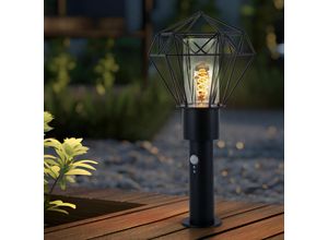 9007371491735 - Außenbeleuchtung Standleuchte Säulenlampe Außen mit Bewegungsmelder Garten Stehlampe Aussen Bewegungsmelder schwarz Diamant Gitter 1x E27 LxBxH