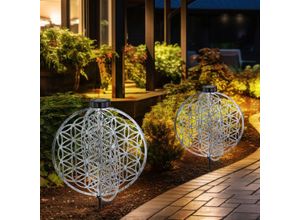 9007371492398 - Solarlampe orientalische Dekoleuchte Gartenlampe Lebensblume Solar Solarleuchte für Außen Metall Erdspieß 1x led LxBxH 40x40x51 cm 2er Set