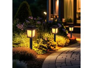 9007371492664 - - Gartendeko Lampen Solarlampen für Außen Garten led Terrassen Dekoration Solar Erdspitz schwarz 10x led LxBxH 8x8x37 3er Set