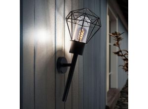 9007371492718 - Außenleuchte Wandleuchte IP44 Gartenlampe Fackel schwarz Vintage Wandlampe Diamant Gitteroptik Edelstahl Metall E27 Fassung HxBxÜ 285x225x285