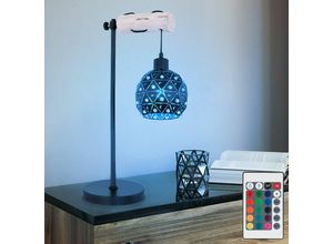 9007371493494 - LED Tischlampe dimmbar mit Fernbedienung Tischleuchten schwarz gold Leseleuchte höhenverstellbar RGB Farbwechsel Kristalle Metall 85W 806lm