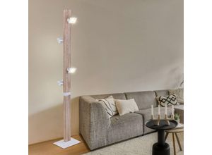 9007371493531 - Stehlampen aus Holz Stehlampe Landhaus Stehleuchte weiß 4 flammig Spots beweglich Holzoptik Natur Metall Glas klar satiniert 4x led 5W 420Lm