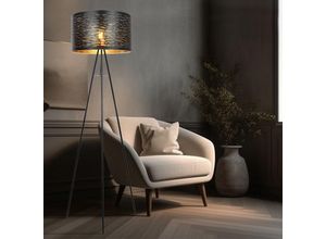 9007371493593 - - Stehlampe 3-Bein Wohnzimmerlampe Stehleuchte schwarz gold Beistelllampe Metall Kunststoff 1x E27 DxH 38x153 cm