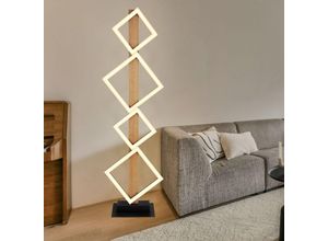 9007371493661 - Stehlampe modern Wohnzimmerlampe schwarz Stehleuchte Holzoptik LED Standlampe Quadrate Metall matt 1x LED 35W 2280lm 3000K LxBxH 307x18x103 cm