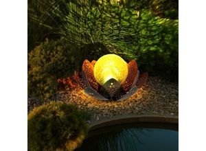 9007371494057 - LED Solar Lotus Blume Deko Lampe Kugel Crackle-Glas Außen Garten Strahler Blüte Terrassen Balkon Leuchte grün-gold