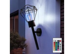 9007371494491 - - Außenleuchte Wandleuchte Gartenlampe Fackel schwarz Vintage Wandlampe Edelstahl Fernbedienung dimmbar rgb led 85W 806Lm warmweiß HxBxÜ