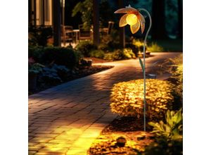 9007371495351 - - led Außen Solar Steck Leuchte Blume Crackle-Glas Kugel Lampe Garten Strahler gold-grün Erdspieß