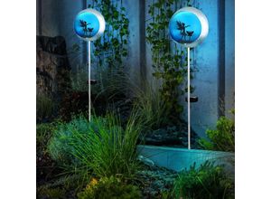 9007371495559 - - Solarleuchte Erdspieß Gartenstecker Fee Solar Außenleuchte Stecklampe Mond blau silber led warmweiß LxBxH 16x5x90 cm 2er Set