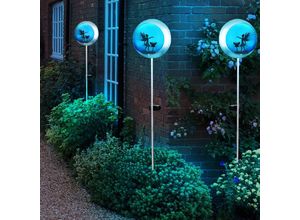 9007371495566 - Solarleuchte Erdspieß Gartenstecker Fee Solar Außenleuchte Stecklampe Mond blau silber LED warmweiß LxBxH 16x5x90 cm 3er Set