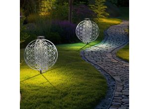 9007371495771 - Solarlampe orientalische Dekoleuchte Gartenlampe Lebensblume Solar Solarleuchte für Außen Metall Erdspieß 1x led LxBxH 40x40x51 cm 2er Set