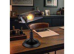 9007371496280 - - Schreibtischleuchte Bankerlampe Tischlampe schwarz Rauchglas Leseleuchte 1x E27 LxH 25x32 cm 9007371496280 - - Schreibtischleuchte Bankerlampe Tischlampe schwarz Rauchglas Leseleuchte 1x E27 LxH 25x32 cm