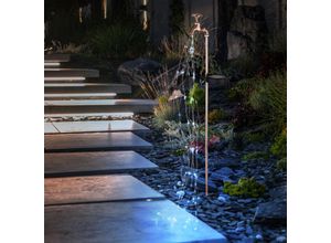 9007371498338 - Solar Wasserhahn Deko Garten Wasserhahn mit Licht Außen Solar Gartenstecker für Außen Feuereffekt Metall gold 60x led warmweiß LxBxH 11x6x80 cm