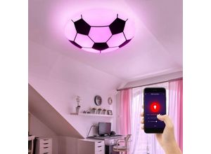 9007371498901 - Smart Home Kinder Decken Lampe DIMMBAR Fußball Glas Leuchte Alexa Google im Set inkl RGB LED Leuchtmittel