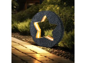 9007371500659 - - Solarleuchte Gartendeko für Außen Tischdeko Solarleuchte goldfarben Stein-Stern Optik grau rund led warmweiß LxH 31x295 cm 9007371500659 - - Solarleuchte Gartendeko für Außen Tischdeko Solarleuchte goldfarben Stein-Stern Optik grau rund led warmweiß LxH 31x295 cm