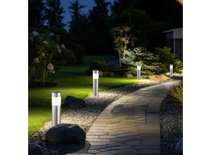 9007371500666 - Led Solar Erdspieß Leuchte Stecklampe Standleuchte Gartenlampe Stehleuchte Edelstahl jeweils 1x 006W d x h 63 x 28 cm (inkl Erdspieß) 4er Set