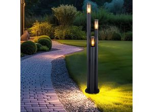 9007371501519 - - Außenlampe Standleuchte Wegeleuchten Außen Edelstahl Gartenleuchte Groß für draußen anthrazit rauch 3 Flammig E27 DxH 28x170 cm