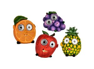 9007371503582 - Solarlampe Dekoleuchte verschiedene Früchte Apfel Weintraube Orange Ananas Kunststoff bunt 1x led 6000K kaltweiß l 8 cm 4er Set