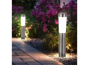 9007371503865 - - Solarleuchte Edelstahl Außenlampe Erdspieß Solar Stecklampe Gartenleuchte led 006W DxH 63x56 cm 2er Set