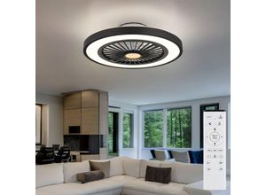 9007371504336 - Deckenventilator Deckenlampe Wohnzimmerleuchte Schlafzimmerlampe Metall Kunststoff schwarz dimmbar Fernbedienung Rechts- Linkslauf cct Timer 1x