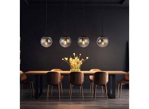 9007371505203 - - Hängeleuchte Kugel schwarz Pendelleuchte Esstisch Rauchglas Hängelampe Glas Retro Sternen-Effekt 4x E27 Fassung LxBxH 90x15x120 cm