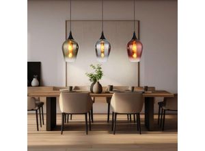 9007371506651 - Hängelampe Esstischlampe 3 flammig schwarz Pendelleuchte Wohnzimmerlampe Glas 3x E27 Fassungen LxBxH 83 x 18 x 120 cm
