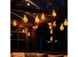 9007371509713 - Led Solar Lichterkette Aussen 10x Glühbirnen Lichterkette Außen Solar Balkon Deko Hanfseil led 3 Watt warmweiß l 570 cm Garten 2er Set