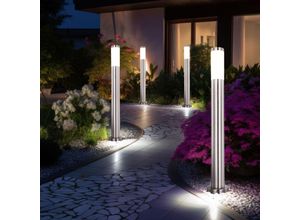 9007371509720 - Außenstehlampe Gartenleuchte aus Edelstahl Garten Standleuchte silber Wegelampe Außen Stehleuchte Edelstahl 1x E27 IP44 76 x 80 cm 4er Set