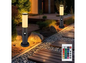 9007371510023 - Außenstehlampe mit Bewegungsmelder Gartenlampe Edelstahl LED Wegeleuchte dimmbar mit Fernbedienung anthrazit Außenleuchte RGB Farbwechsel 85W