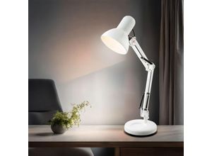 9007371511839 - - Schreibtischleuchte Leselampe Tischlampe verstellbar Nachttischlampe weiß beweglicher Arm und Spot Metall 1x E27 LxH 40 x 60 cm