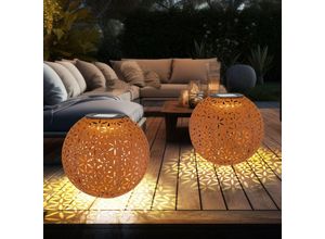 9007371512843 - Kugel Solarleuchten für den Garten rund LED Solar Gartenleuchten orientalisch rost Kugel Solarkugel für Außen Metall 1x LED warmweiß DxH 18x54 cm