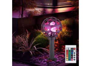 9007371514458 - Stehlampe Sockelleuchte Außenleuchte Edelstahl Gartenlampe Aluminium Kunststoff anthrazit Fernbedienung dimmbar 1x RGB LED 85W 806Lm 3000K