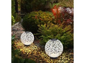 9007371514625 - Solarkugel Solar Lampe Outdoor Garten Kugel LED 20 cm Balkon Deko Leuchte Lichteffekt Orientalisches Design in Betonoptik 3000K DxH 20x21 cm 2er