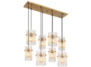 9007371518005 - Pendelleuchte Hängelampe Deckenleuchte Esszimmerlampe Glas Gold 8-Flammig