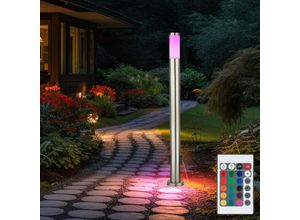 9007371520282 - LED Außen Steh Stand Lampe Leuchte EDELSTAHL Garten Beleuchtung Stromverteiler Steckdose DIMMER inkl FERNBEDIENUNG