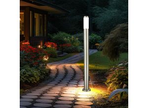 9007371520367 - Stehleuchte Standlampe Garten Terrassenlampe Edelstahl Außen led Außensteckdosen Metall 1x E27 Fassung DxH 131x110 cm