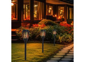 9007371520787 - Lighting - Solarlampen für Außen Gartendeko Fackeln Gartenfackel led Feuereffekt IP44 Erdspieß led warmweiß Höhe 595 cm 3er Set