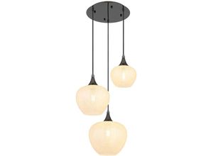 9007371527359 - - Pendelleuchte Hängeleuchte Esszimmerlampe Glas 3 flammig schwarz chrom h 120 cm