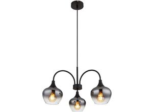 9007371527946 - Pendelleuchte Hängelampe Esszimmerleuchte 3-Flammig schwarz matt Rauchglas E27