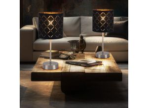 9007371529117 - Lighting - 2er Set Nacht Tisch Lampen Schlaf Zimmer Lese Leuchten schwarz gold im Set inkl led Leuchtmittel