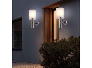 9007371533046 - Wandlampe Wandleuchte Außenleuchte Hauswandlampe Terrasse IP44 Edelstahl silber opal 1x LED 11W 710Lm warmweiß DxH 12x278cm 2er Set