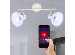 9007371535019 - - Deckenleuchte schwenkbar Deckenstrahler Glas weiß Deckenlampe Chrom Schalter App Steuerung cct 2x Smart rgb led 5W 470Lm l 35 cm