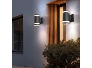 9007371538584 - Lighting - Außenwandlampe Up Down Strahler Terrassenleuchte anthrazit Haustürlampe Fassadenleuchte Aluminium Glas 2x Gx53 BxH 10x165 cm